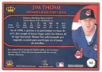 1999 Pacific Crown Collection - Platinum Blue #89 Jim Thome  Back