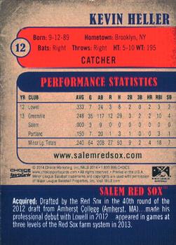 2014 Choice Salem Red Sox #12 Kevin Heller Back