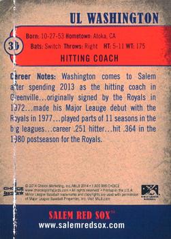 2014 Choice Salem Red Sox #30 U.L. Washington Back