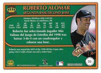 1999 Pacific Crown Collection - Red #33 Roberto Alomar  Back