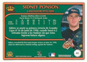 1999 Pacific Crown Collection - Red #40 Sidney Ponson  Back