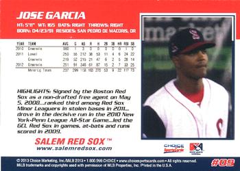 2013 Choice Salem Red Sox #9 Jose Garcia Back
