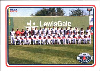 2013 Choice Salem Red Sox #35 Team Photo Front
