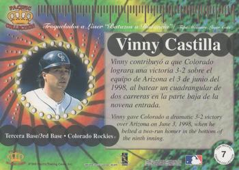 1999 Pacific Crown Collection - Tape Measure #7 Vinny Castilla  Back