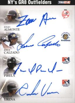 2008 TriStar PROjections - GR8 Xpectations Autographs Quad Black 50 #ACPU Zoilo Almonte / Josue Calzado / Jose Pirela / Carlos Urena Front