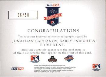 2008 TriStar PROjections - GR8 Xpectations Autographs Triple Black 50 #BEK Jonathan Bachanov / Barry Enright / Eddie Kunz Back