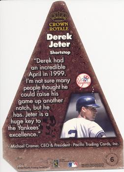 1999 Pacific Crown Royale - Cramer's Choice Premiums #6 Derek Jeter  Back