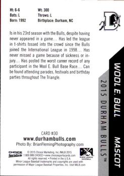 2015 Choice Durham Bulls #30 Wool E. Bull Back