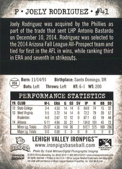 2015 Choice Lehigh Valley IronPigs Second Edition #24 Joely Rodriguez Back