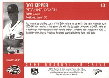 2008 MultiAd Greenville Drive #2 Bob Kipper Back
