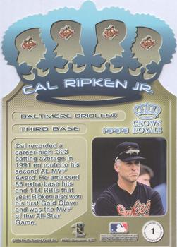 1999 Pacific Crown Royale - Gold Crown Die Cut Premiums #1 Cal Ripken Jr.  Back