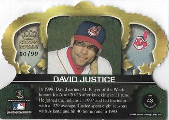 1999 Pacific Crown Royale - Limited Series #43 David Justice  Back