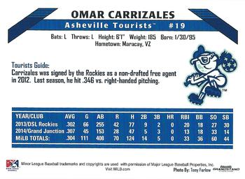 2015 Grandstand Asheville Tourists #NNO Omar Carrizales Back