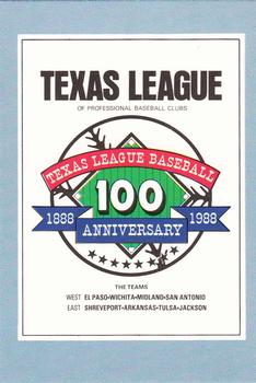 1987 Feder Texas League All Stars #NNO Header Front