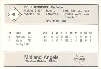 1987 Feder Texas League All Stars #4 Doug Jennings Back