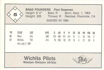 1987 Feder Texas League All Stars #5 Brad Pounders Back