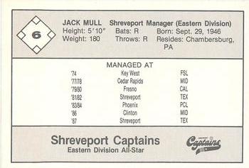 1987 Feder Texas League All Stars #6 Jack Mull Back