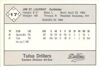 1987 Feder Texas League All Stars #17 Jim St. Laurent Back