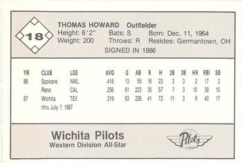 1987 Feder Texas League All Stars #18 Thomas Howard Back