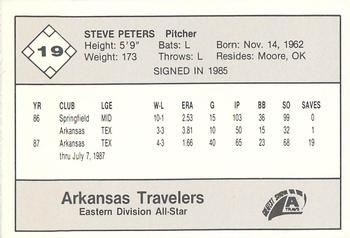 1987 Feder Texas League All Stars #19 Steve Peters Back