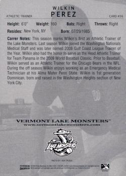 2009 Choice Vermont Lake Monsters #36 Wilkin Perez Back