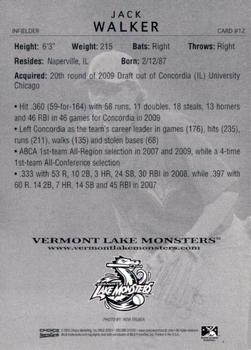 2009 Choice Vermont Lake Monsters #12 Jack Walker Back