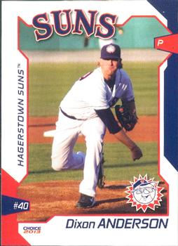2013 Choice Hagerstown Suns #1 Dixon Anderson Front