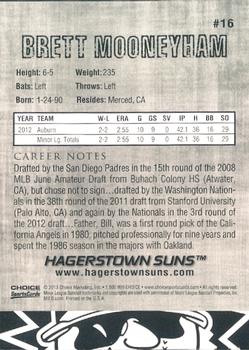 2013 Choice Hagerstown Suns #16 Brett Mooneyham Back