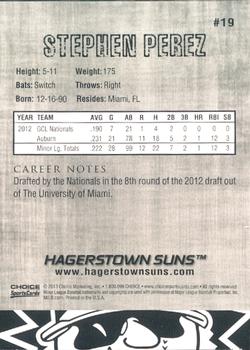 2013 Choice Hagerstown Suns #19 Stephen Perez Back