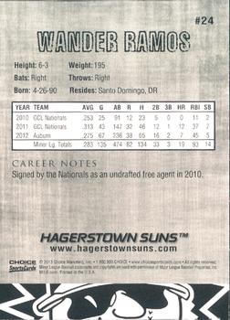 2013 Choice Hagerstown Suns #24 Wander Ramos Back