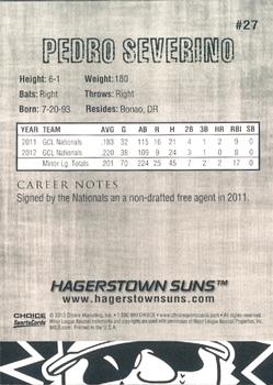 2013 Choice Hagerstown Suns #27 Pedro Severino Back