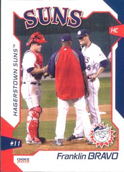 2013 Choice Hagerstown Suns #30 Franklin Bravo Front