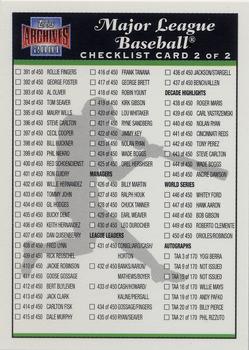 2001 Topps Archives - Checklists #2 Series 2 Checklist: 391-450 and Inserts Front