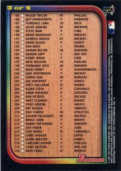 1997 Bowman - Checklists #3 Series 1 Checklist: 149-220 Back