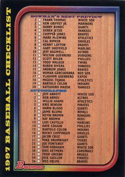1997 Bowman - Checklists #4 Series 1 Checklist: Inserts Front