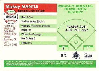 2007 Topps - Mickey Mantle Home Run History #MHR203 Mickey Mantle Back