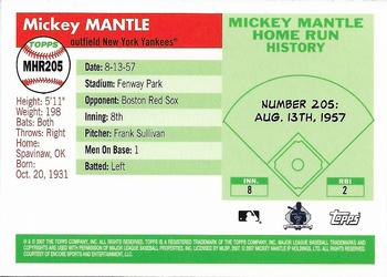 2007 Topps - Mickey Mantle Home Run History #MHR205 Mickey Mantle Back