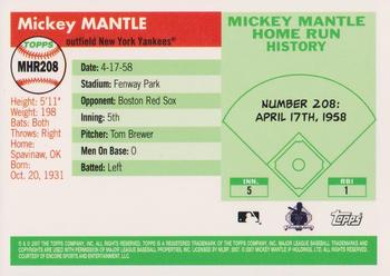 2007 Topps - Mickey Mantle Home Run History #MHR208 Mickey Mantle Back