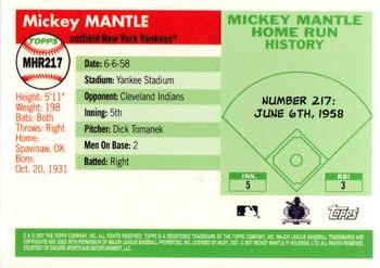 2007 Topps - Mickey Mantle Home Run History #MHR217 Mickey Mantle Back