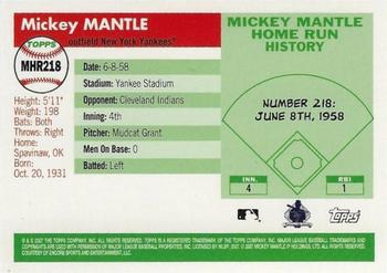 2007 Topps - Mickey Mantle Home Run History #MHR218 Mickey Mantle Back