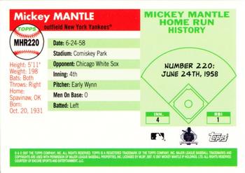 2007 Topps - Mickey Mantle Home Run History #MHR220 Mickey Mantle Back