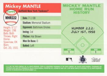 2007 Topps - Mickey Mantle Home Run History #MHR222 Mickey Mantle Back