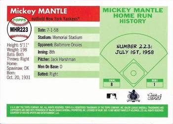 2007 Topps - Mickey Mantle Home Run History #MHR223 Mickey Mantle Back