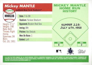 2007 Topps - Mickey Mantle Home Run History #MHR228 Mickey Mantle Back