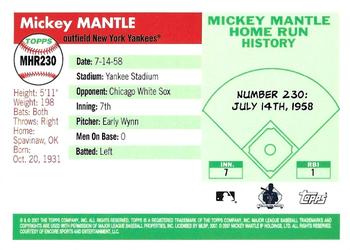 2007 Topps - Mickey Mantle Home Run History #MHR230 Mickey Mantle Back