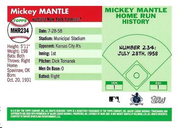 2007 Topps - Mickey Mantle Home Run History #MHR234 Mickey Mantle Back