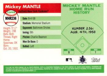 2007 Topps - Mickey Mantle Home Run History #MHR236 Mickey Mantle Back
