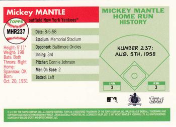 2007 Topps - Mickey Mantle Home Run History #MHR237 Mickey Mantle Back