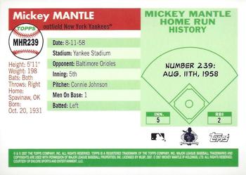 2007 Topps - Mickey Mantle Home Run History #MHR239 Mickey Mantle Back