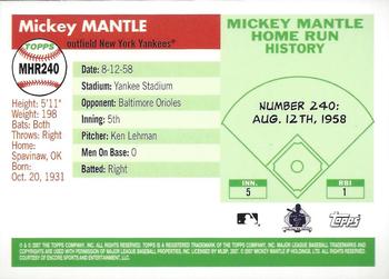 2007 Topps - Mickey Mantle Home Run History #MHR240 Mickey Mantle Back